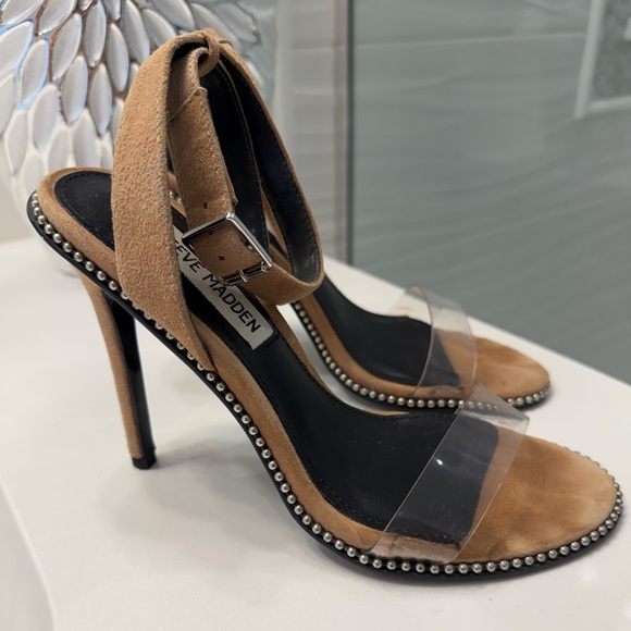 RARE Steve Madden Sylvie Heels Sandals Tan Sz 6 - Picture 9 of 10